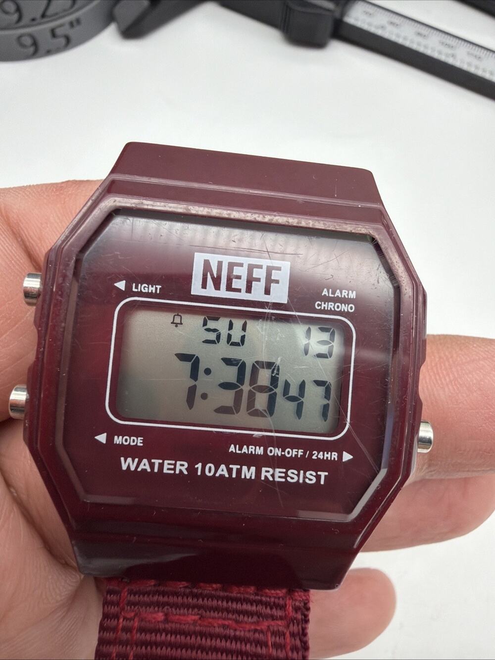 Neff Flava XL Surf Watch Men 40mm Gray Digital Day Date Alarm Chrono New Battery